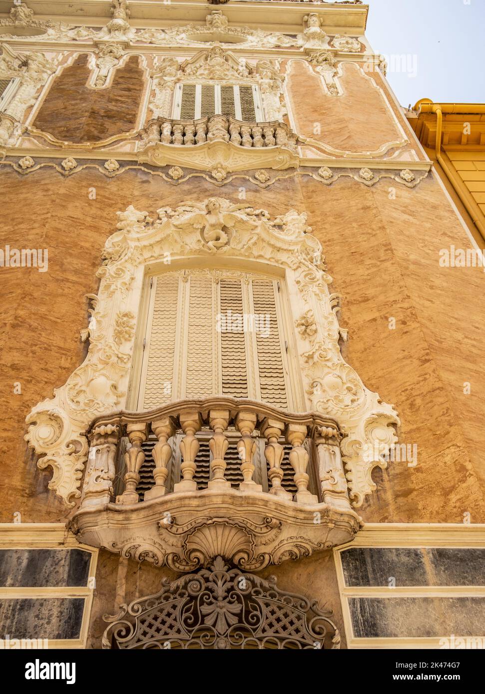 View on a window of the National Museum of Ceramics in Valencia, Andalusia - Spain Stock Photo