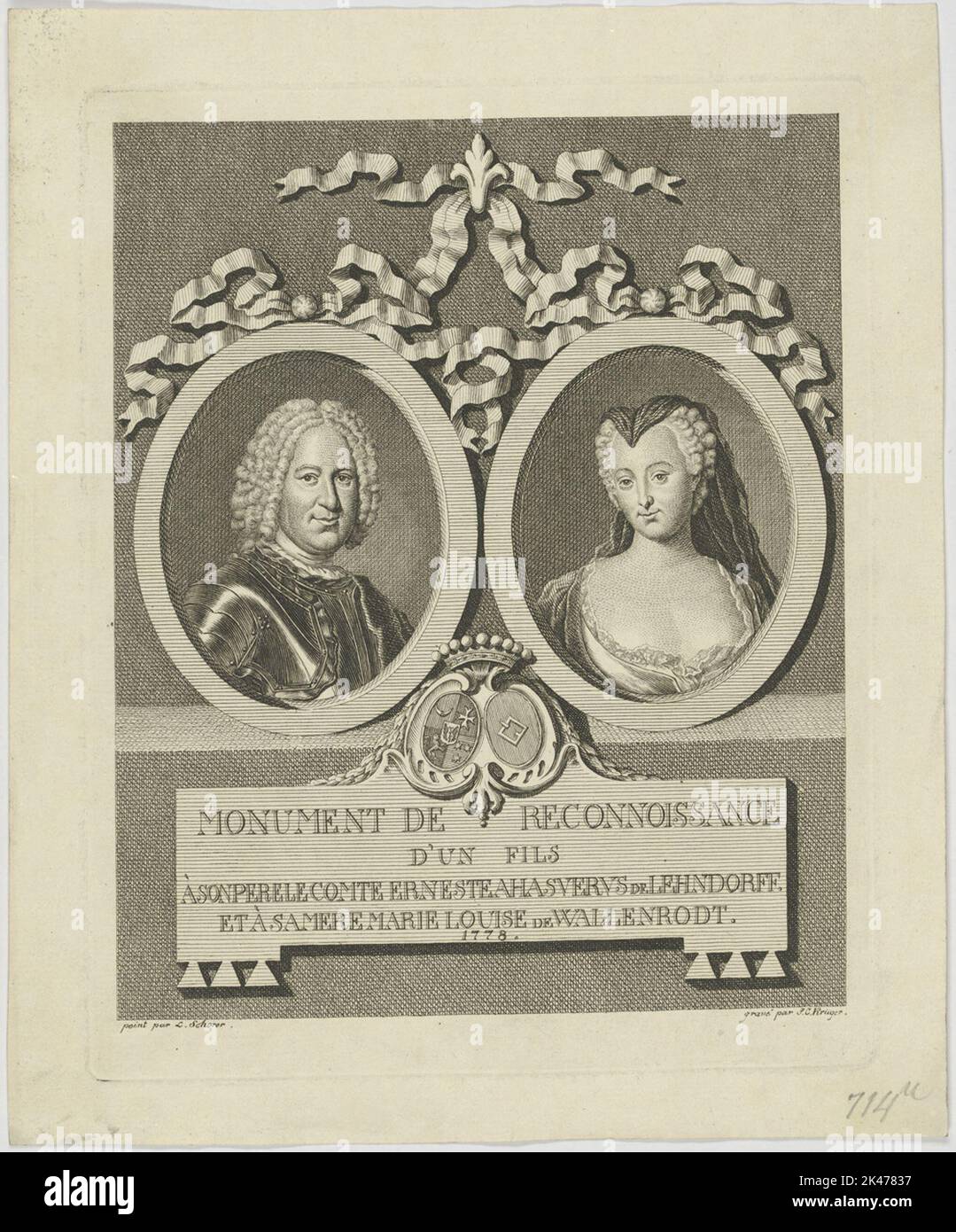 Double -portrait Erste Ahasvervs de Lehndorff and Marie Louise de Wallenrodt Stock Photo