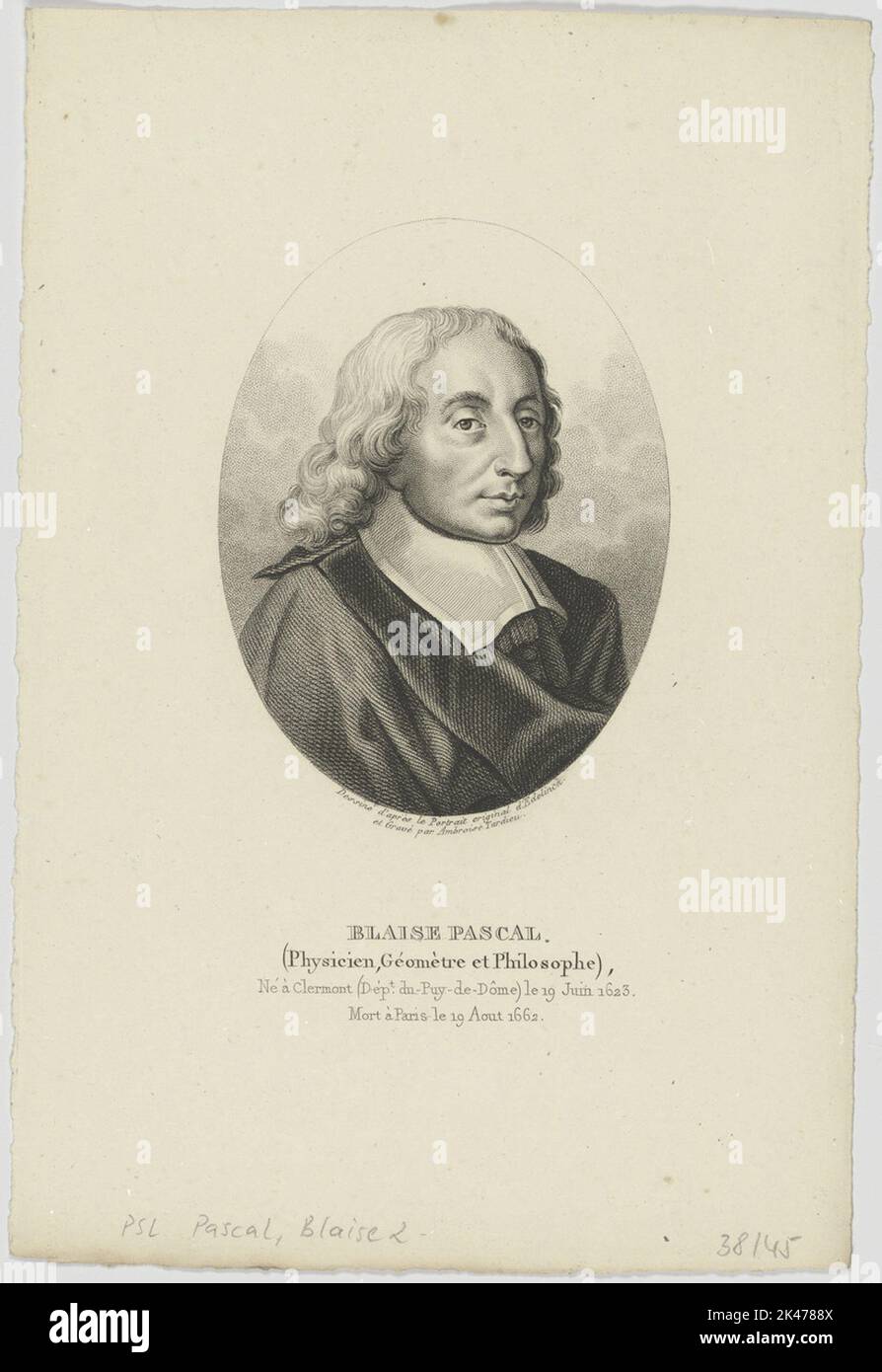 Portrait of the Blaise Pascal Stock Photo - Alamy