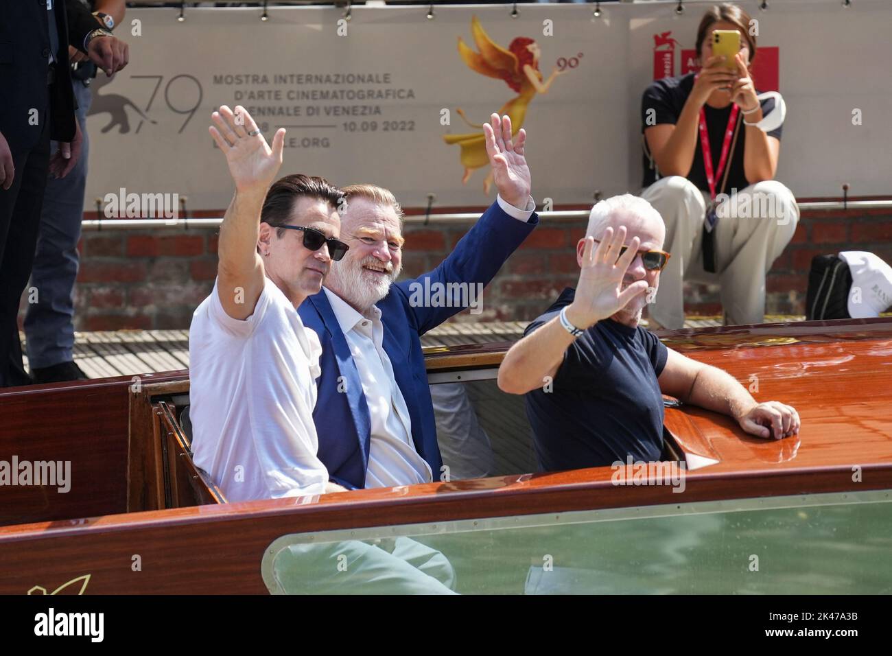 Venice, Italy. 05th Sep, 2022. Colin Farrell, Brendan Gleeson and Martin McDonagh are seen during the 79th Venice International Film Festival at Darsena Excelsior in Venice. (Photo by Stefano Costantino/SOPA Images/Sipa USA) Credit: Sipa USA/Alamy Live News Stock Photo