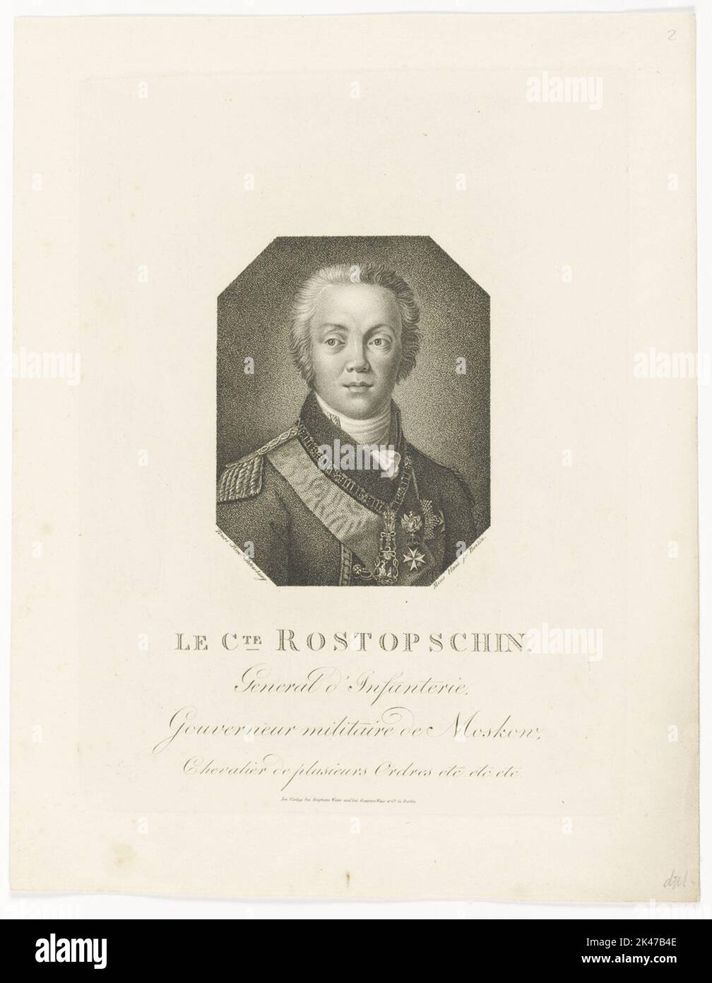 Count Rostopchin Portrait of the Rostopschin Stock Photo - Alamy
