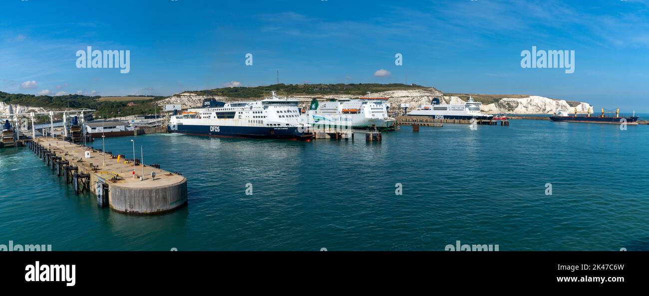 Dover, United Kingdom 11 September, 2022 ferries lined up in the