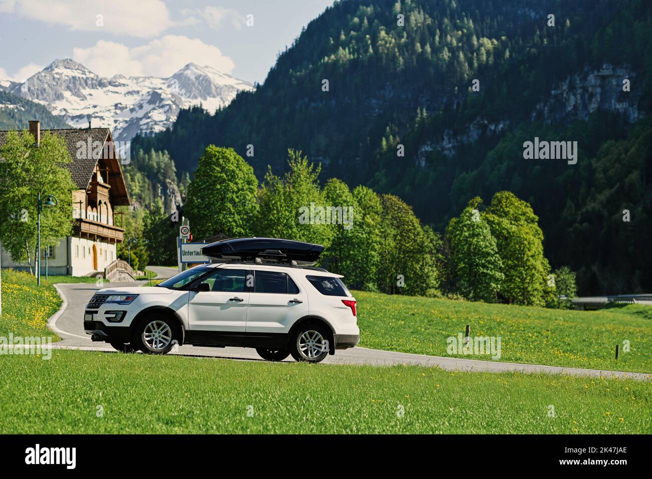 Toyota Avensis T25 in Alps mountains, Samedan, Maloja, Graubuenden