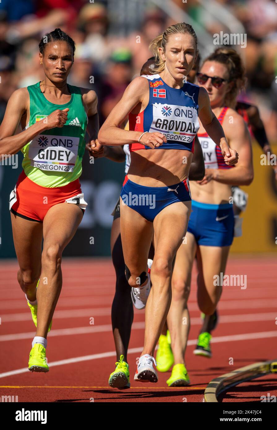 Karoline Bjerkeli Grovdal of Norway competing in the women’s 5000m