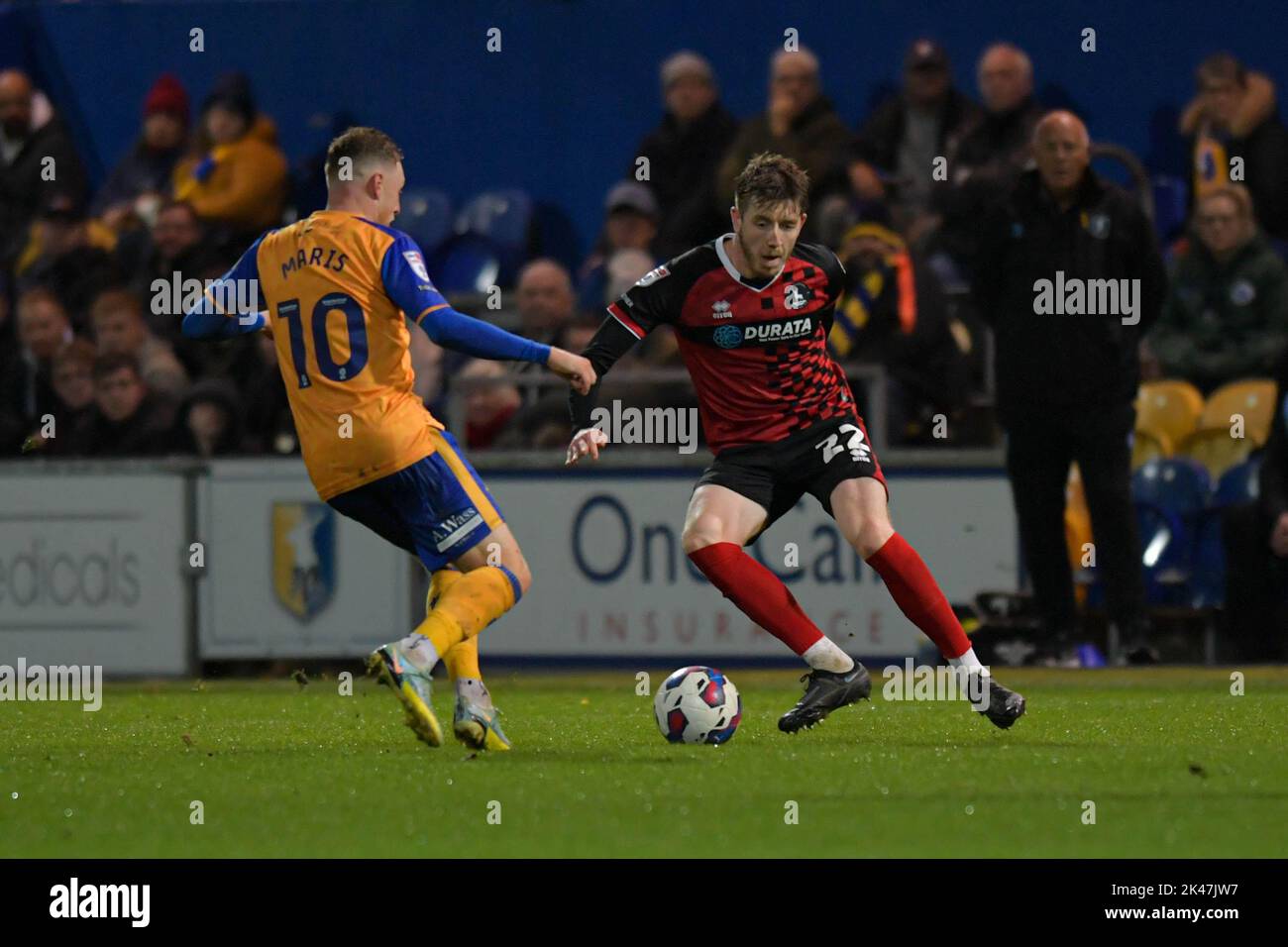Hartlepool United's Tom Crawford during the Sky Bet League 2 match between Mansfield Town and Hartlepool United at the One Call Stadium, Mansfield on Friday 30th September 2022. (Credit: Scott Llewellyn | MI News) Credit: MI News & Sport /Alamy Live News Stock Photo