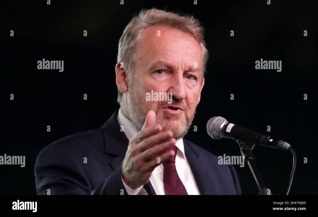 Bakir Izetbegovic of the Party of Democratic Action and Bosniak candidate of the Tri-partite Bosnian Presidency speaks during the final rally in Sarajevo, Bosnia and Herzegovina September 30, 2022. REUTERS/Dado Ruvic Stock Photo