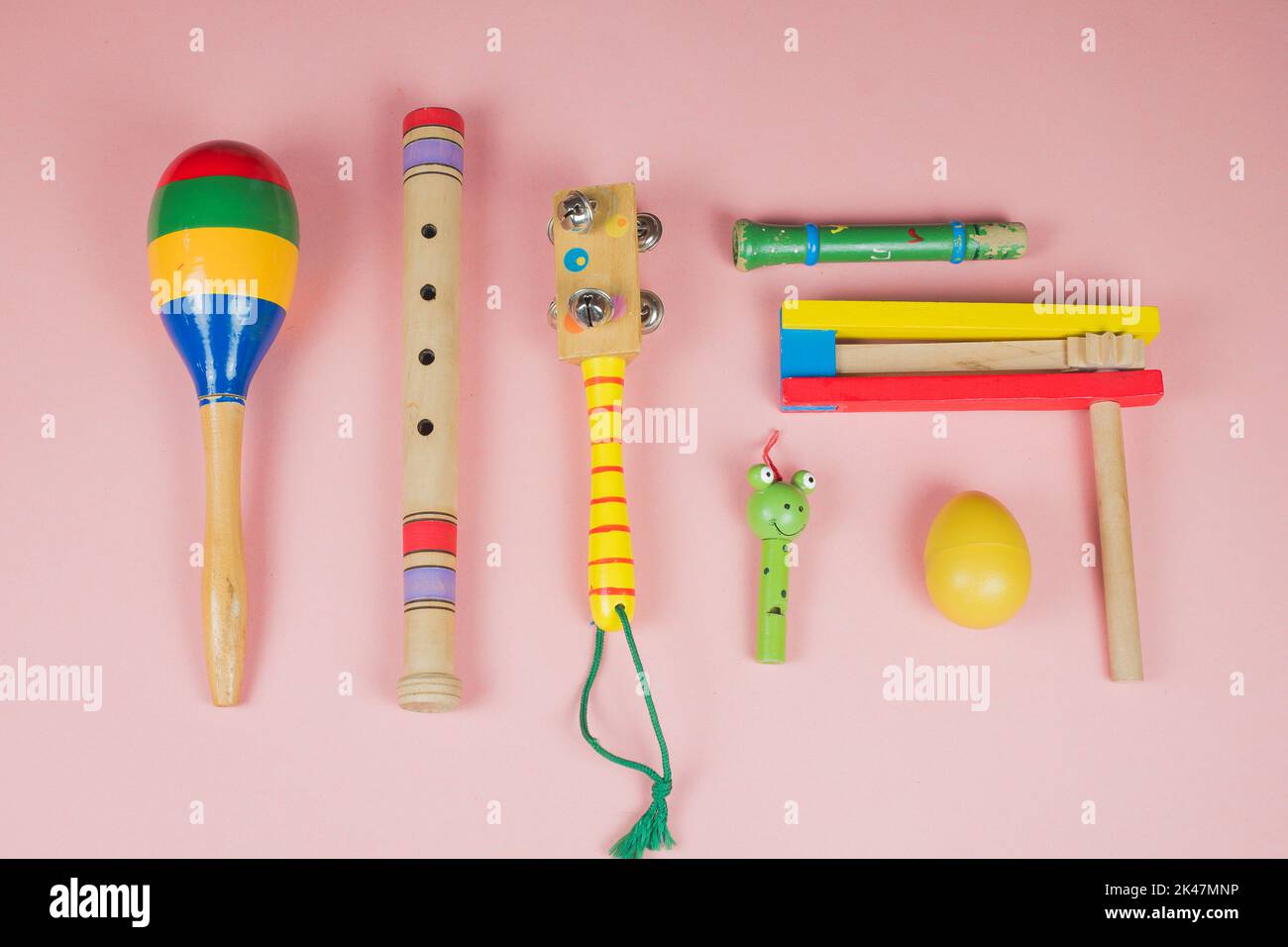 Children's musical instruments. Wooden toys. Whistles, rattle