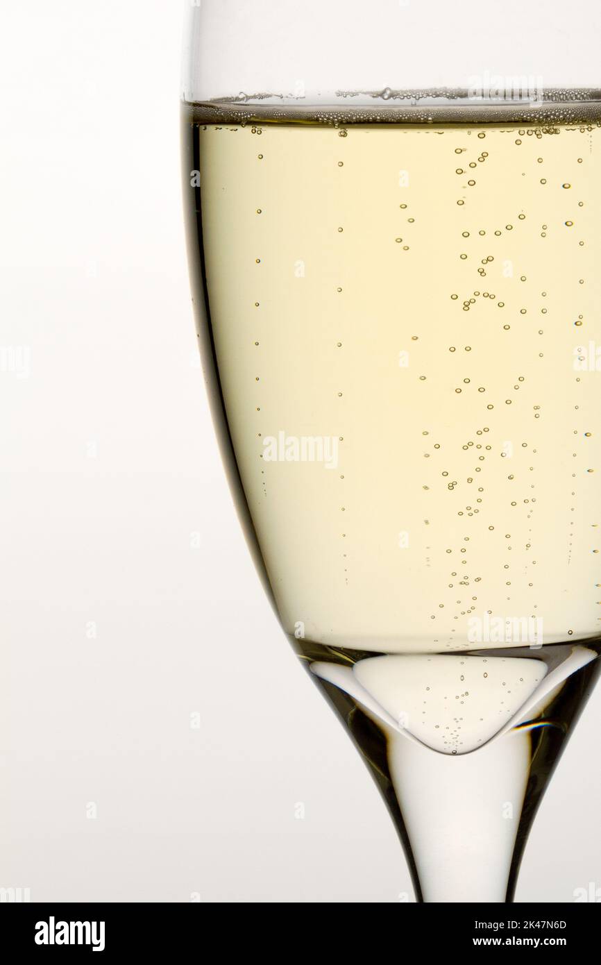sparkling white wine, close up from side Stock Photo
