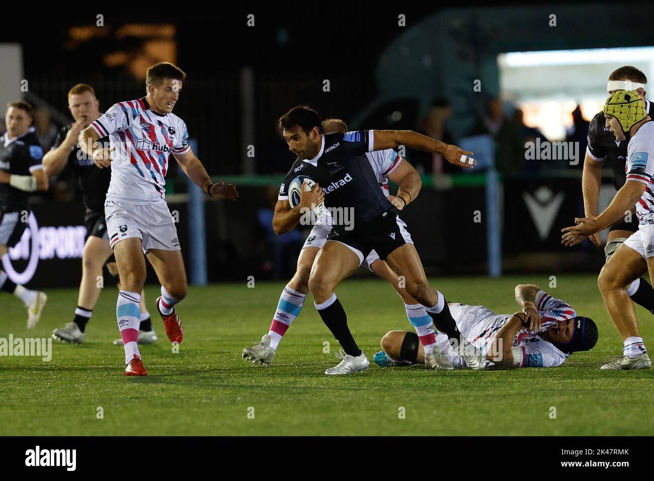 Newcastle, UK. 10th Sep, 2022. Matias Orlando of Newcastle Falcons breaks a tackled during the Gallagher Premiership match between Newcastle Falcons and Bristol at Kingston Park, Newcastle on Friday 30th September 2022. (Credit: Chris Lishman | MI News) Credit: MI News & Sport /Alamy Live News Stock Photo