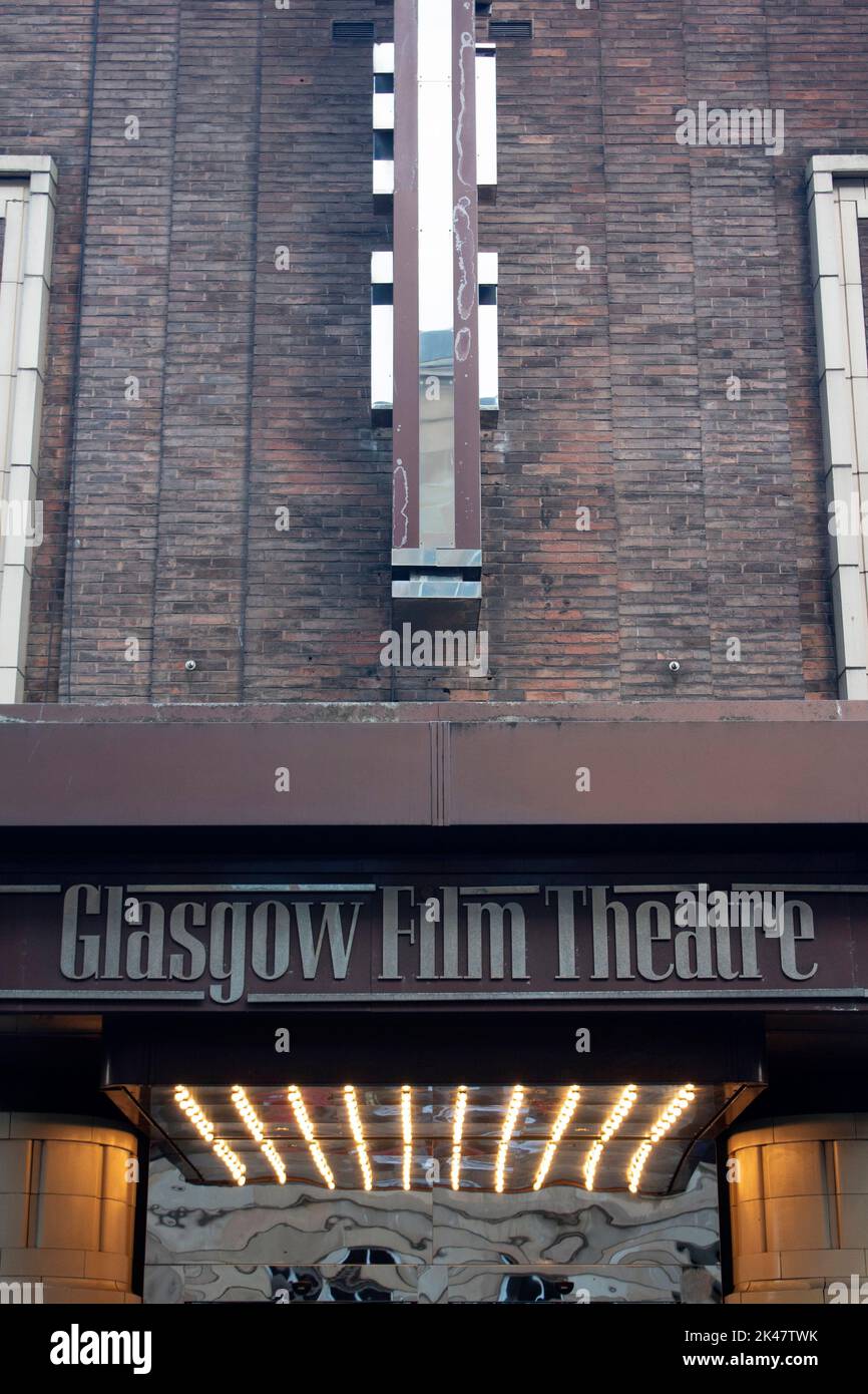 The art deco exterior of the Glasgow Film Theatre (GFT) Rose Street, an independent cinema in the city centre of Glasgow Scotland, UK Stock Photo
