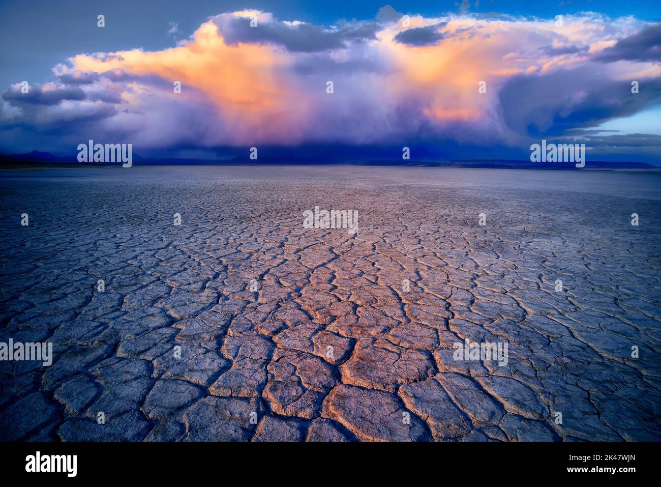Alvord Desert and clouds Harney County, Oregon. Stock Photo
