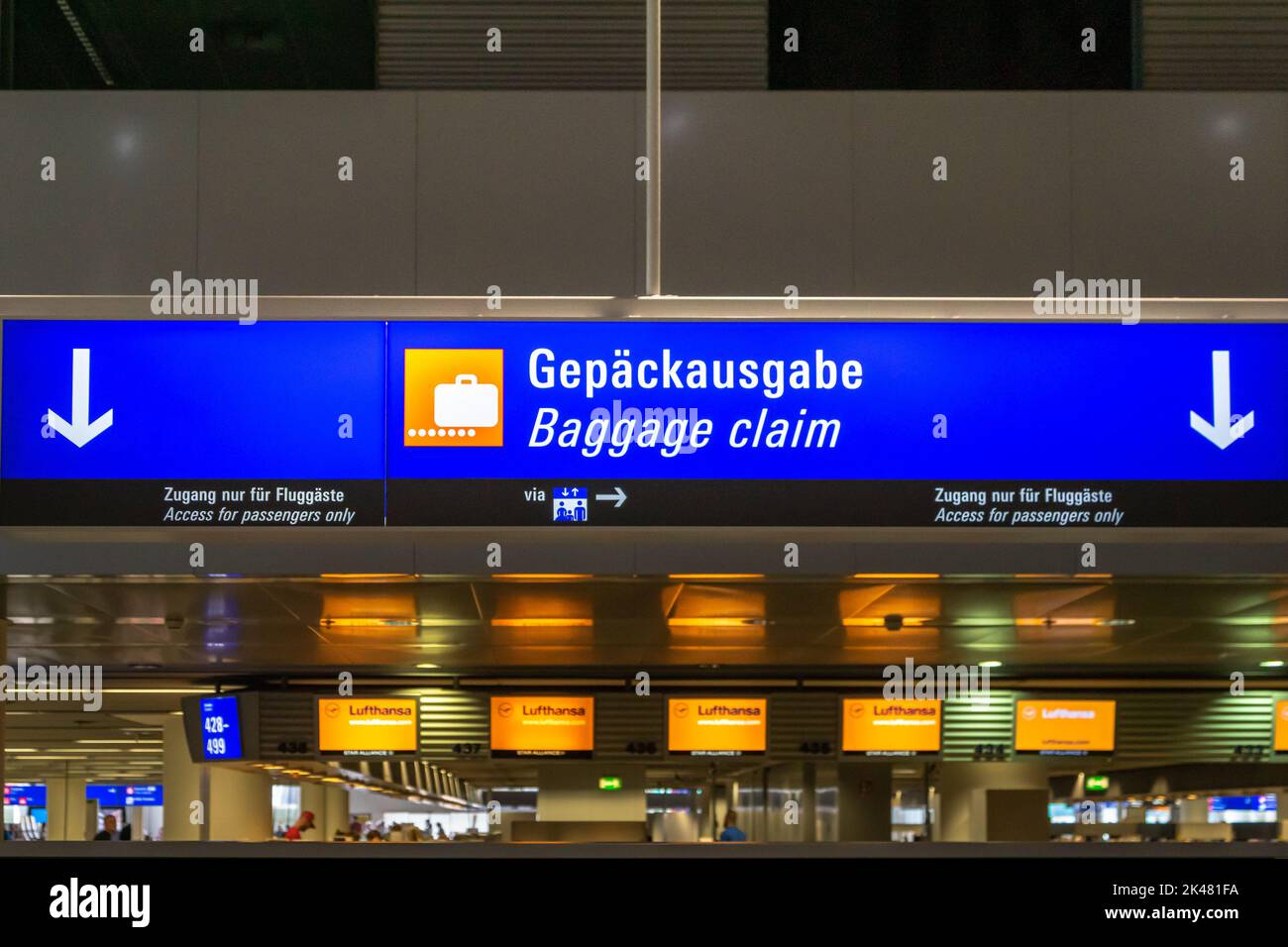 Frankfurt, Germnay August 2019 Baggage claim area information sign
