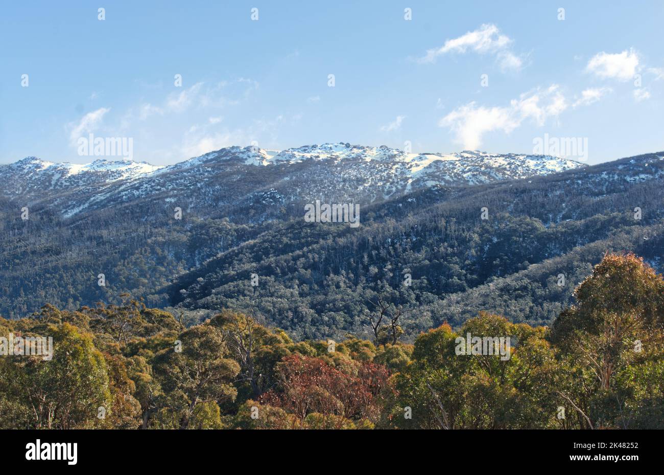 a section of a mountain range at the snowy mountains in southern NSW, Australia. Stock Photo