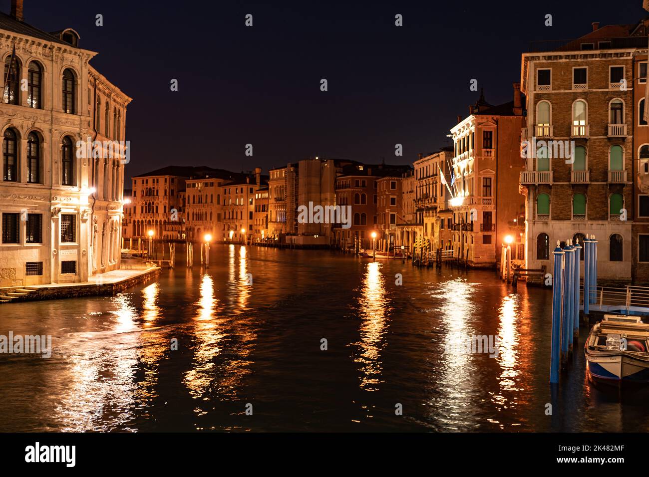 Nighttime at the Grand Canal in the Italian city of Venice Stock Photo