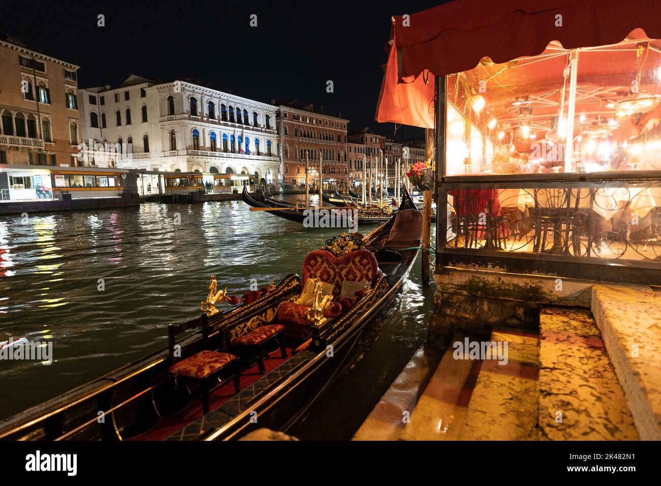 Nighttime at the Grand Canal in the Italian city of Venice Stock Photo