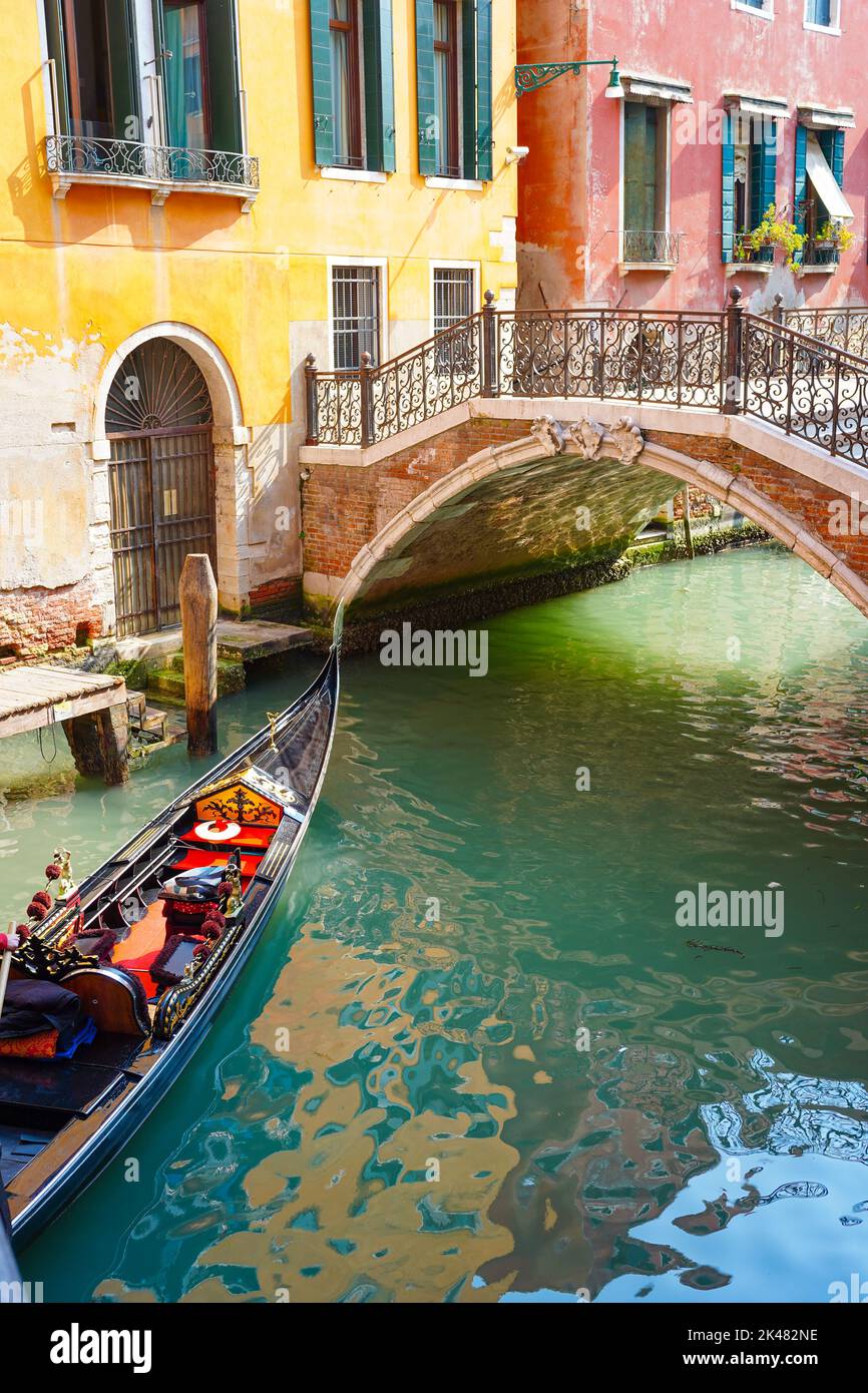 A traditional bridge over a canal in the city of Venice, Italy Stock Photo