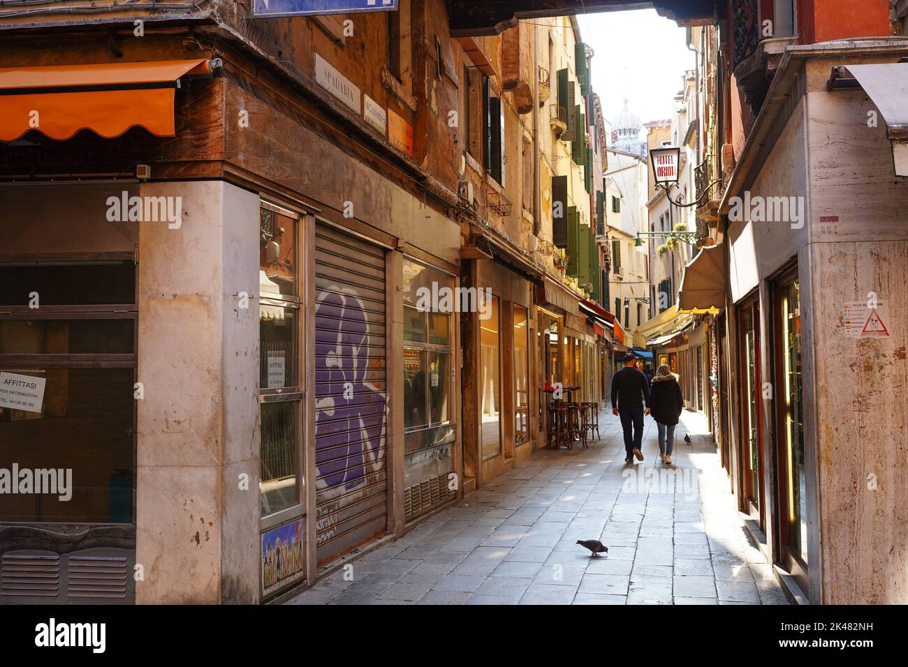 Narrow streets in the city of Venice, Italy Stock Photo