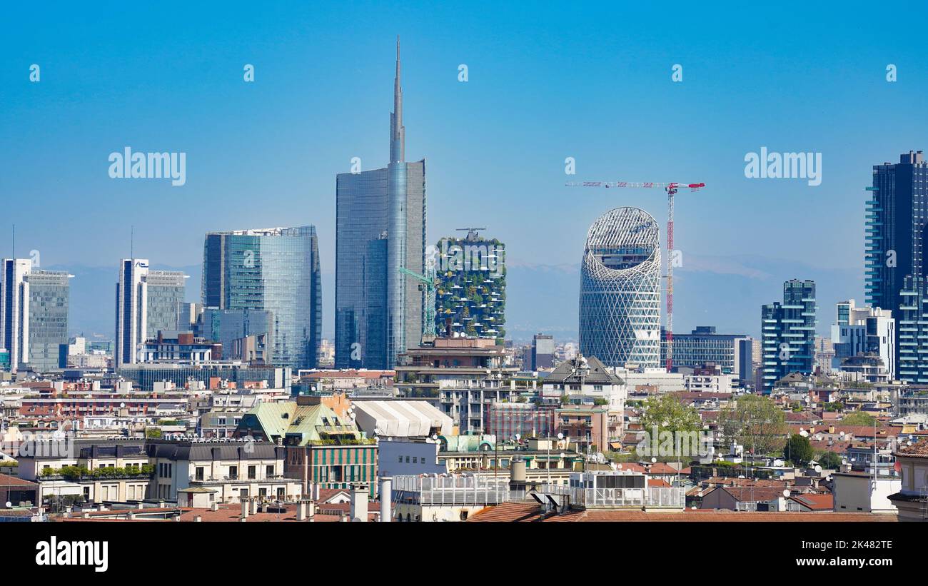 Panorama of the skyline of Milan, Italy Stock Photo