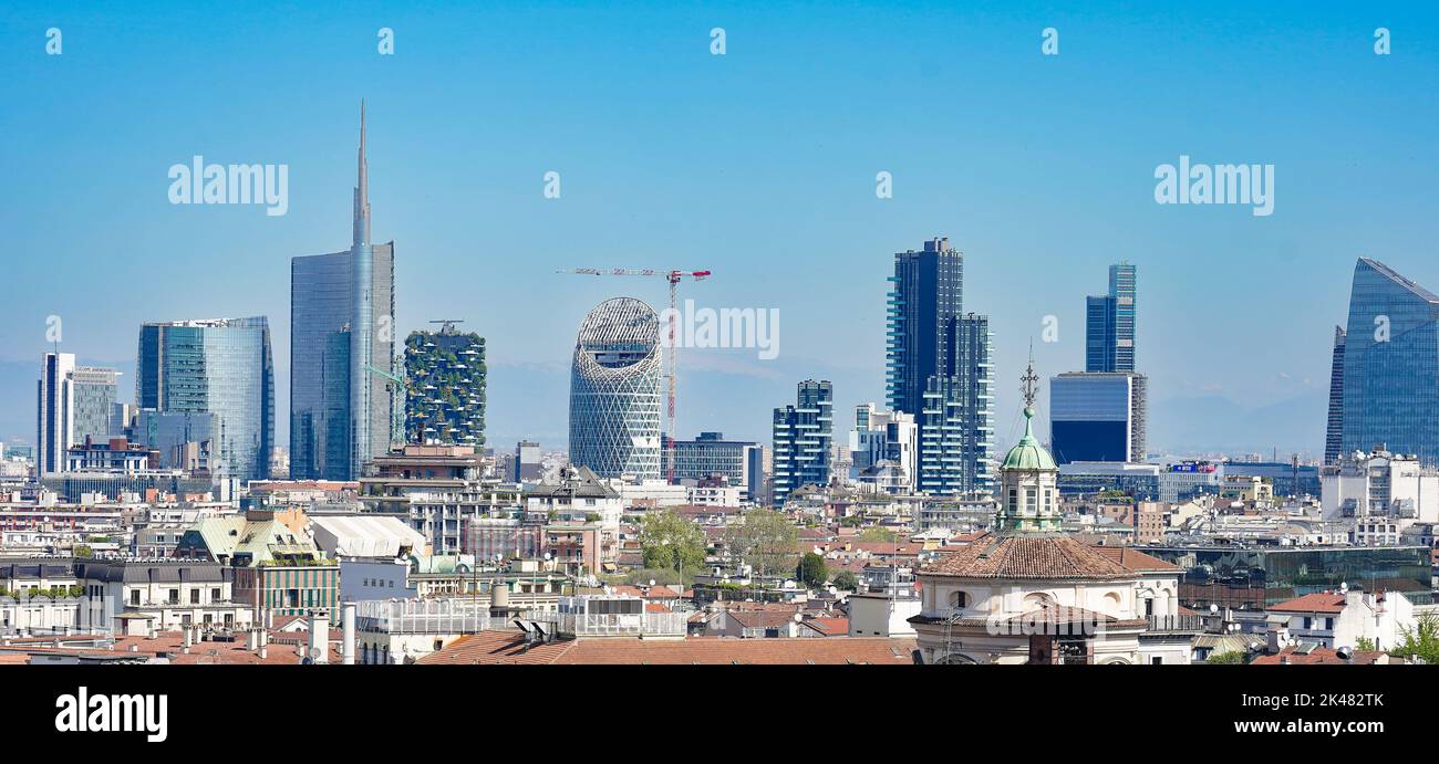 Panorama of the skyline of Milan, Italy Stock Photo