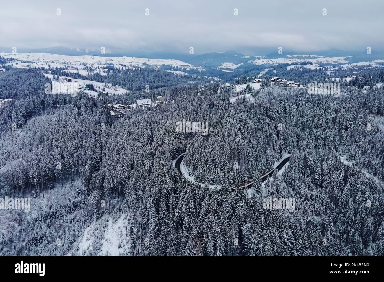 Drone shot snowy mountain hi-res stock photography and images - Alamy