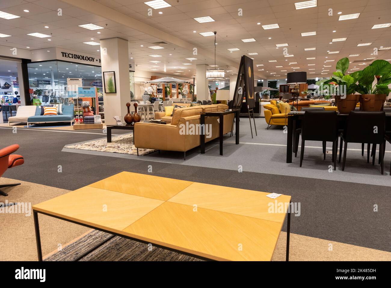 Furniture, sofas, tables and chairs for sale in a Harvey Norman store in Belrose,Sydney,NSW,Australia, 2022, interior shot Stock Photo
