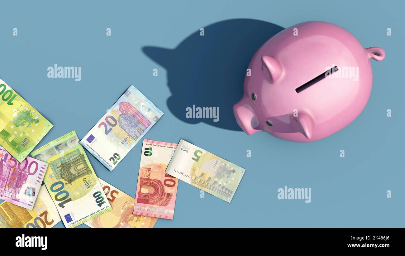 Feed the piggy bank - symbolic image on the subject of saving money Stock Photo