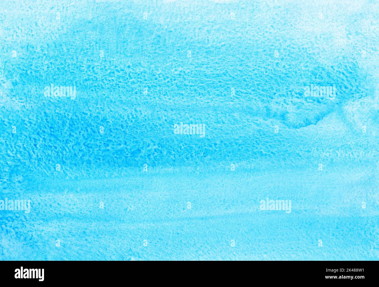 Watercolor light blue background painting. Watercolour bright sky blue