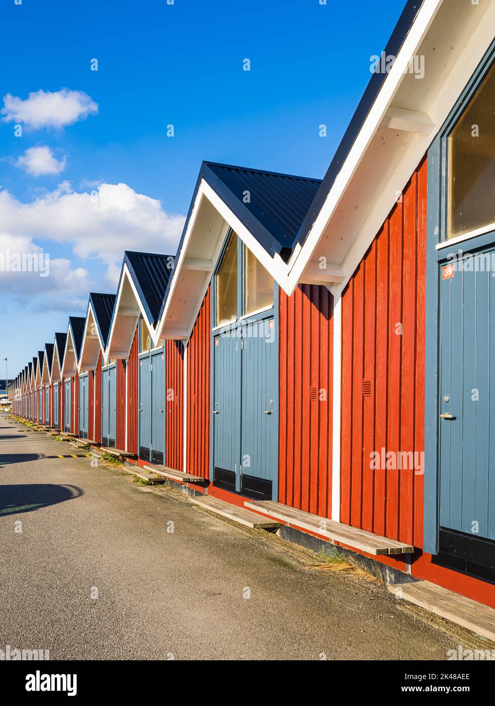 Red sea cottages in a row Stock Photo