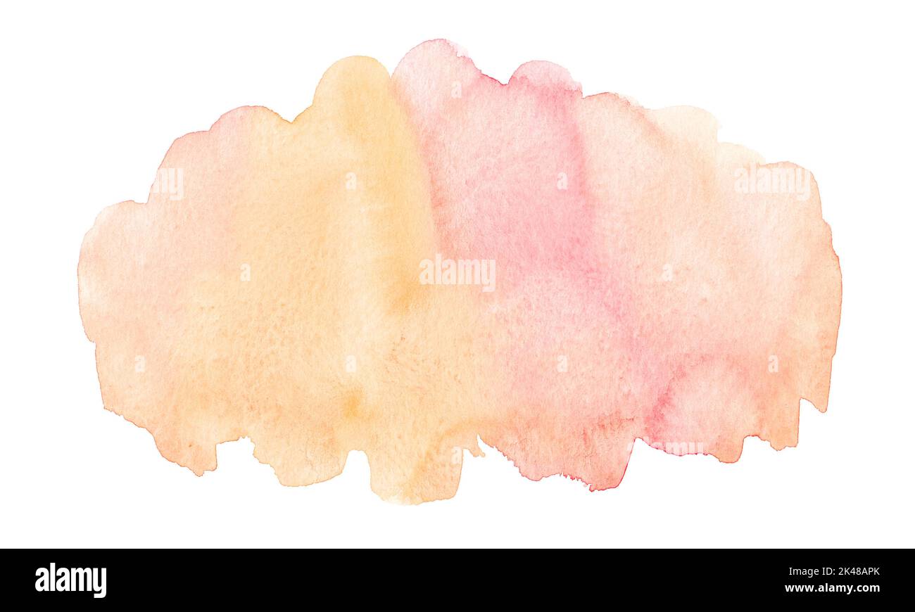 Abstract pastel orange and pink watercolor spot on white background ...