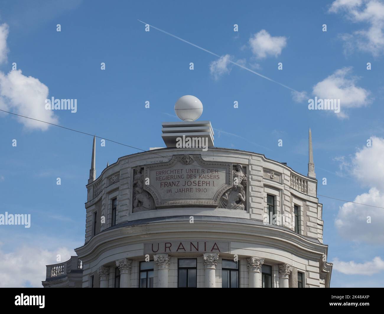 Urania Observatory translation built under the reign of Emperor Franz Joseph I in 1910 in Vienna, Austria Stock Photo
