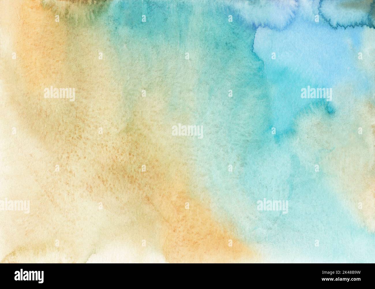 Watercolor pastel yellow and blue background texture. Light beige and