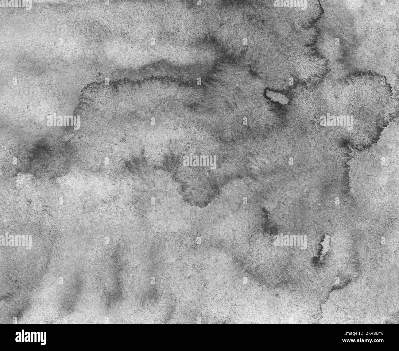 Watercolor gray and white stains on paper background. texture