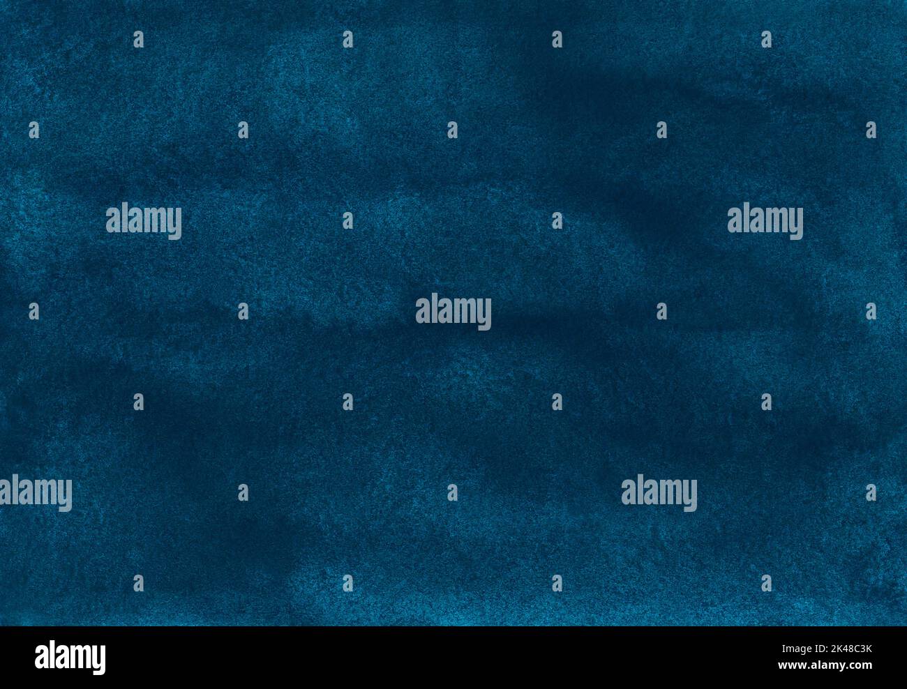 Watercolor dark teal blue background texture, stains on paper. Hand