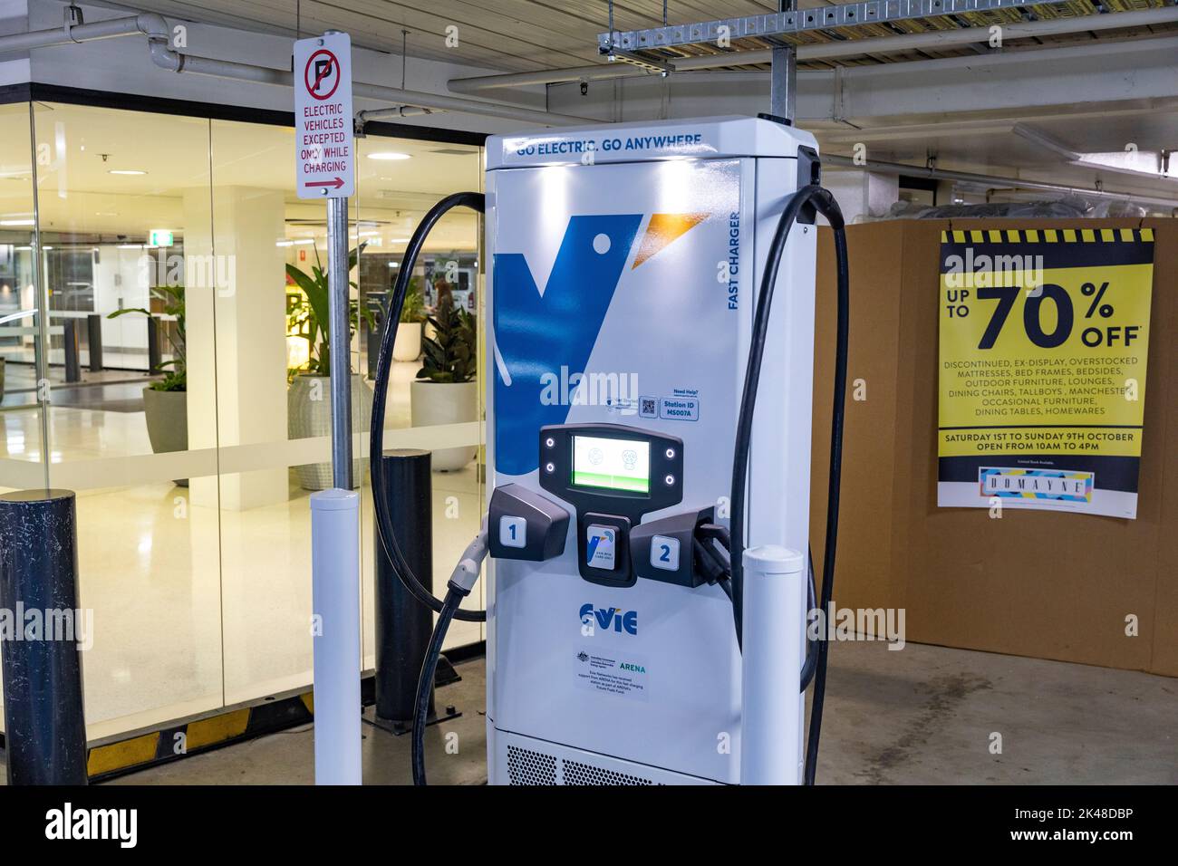 Evie electric vehicle EV car fast charger at Belrose shopping centre