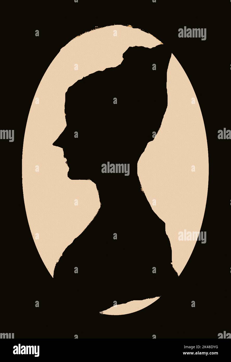 An old silhouette of Elizabeth Fleming sister of child literary genius Marjory or Marjorie, Fleming  (1803-1811) - family nickname for Marjorie Maidie Stock Photo