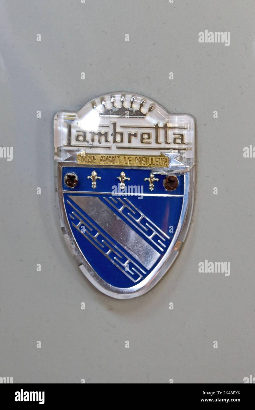 Old Lambretta scooter badge Stock Photo