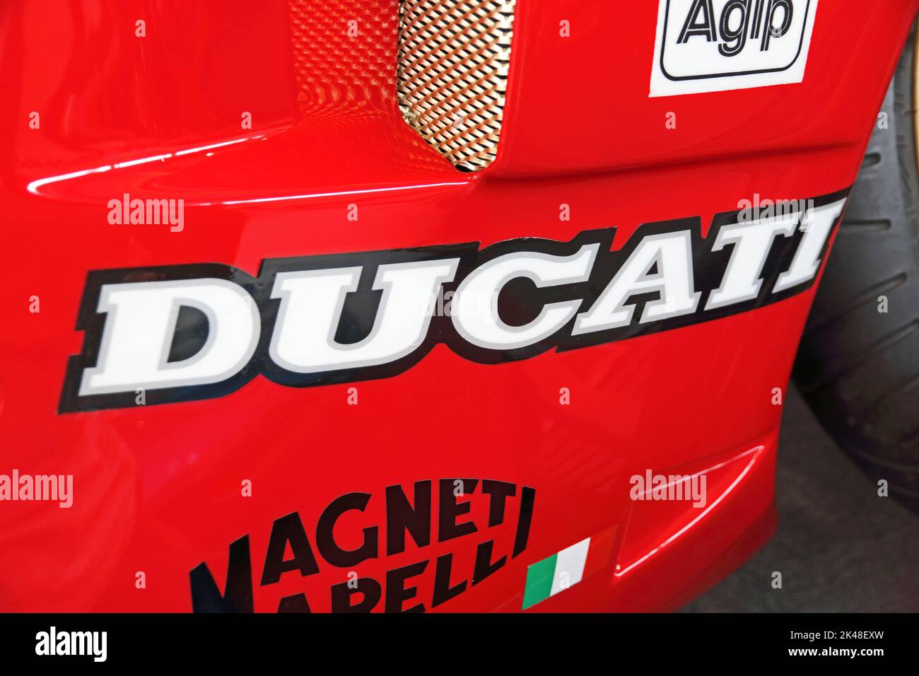 Badge on fairing of Ducati motorcycle Stock Photo - Alamy
