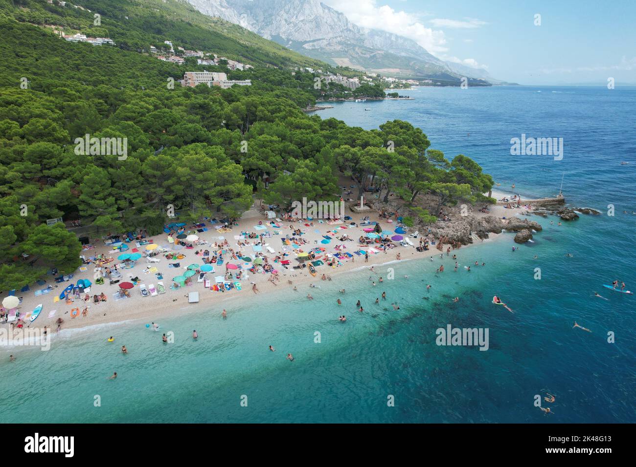 Punta Rata Punta Rata, Brela, Croatia. As seen from Drone Stock Photo - Alamy