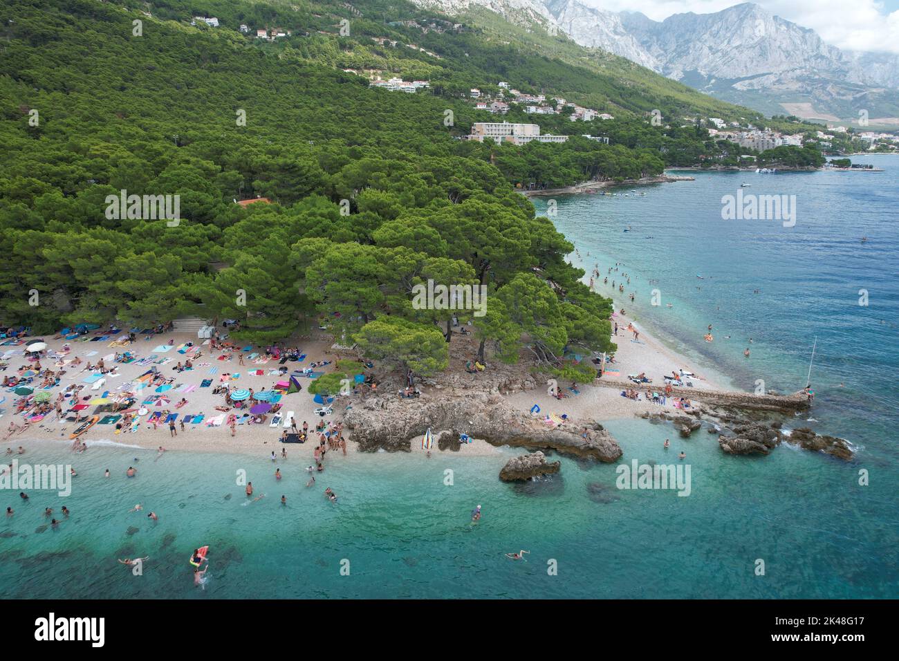 Punta Rata, Brela, Croatia. As seen from Drone Stock Photo - Alamy