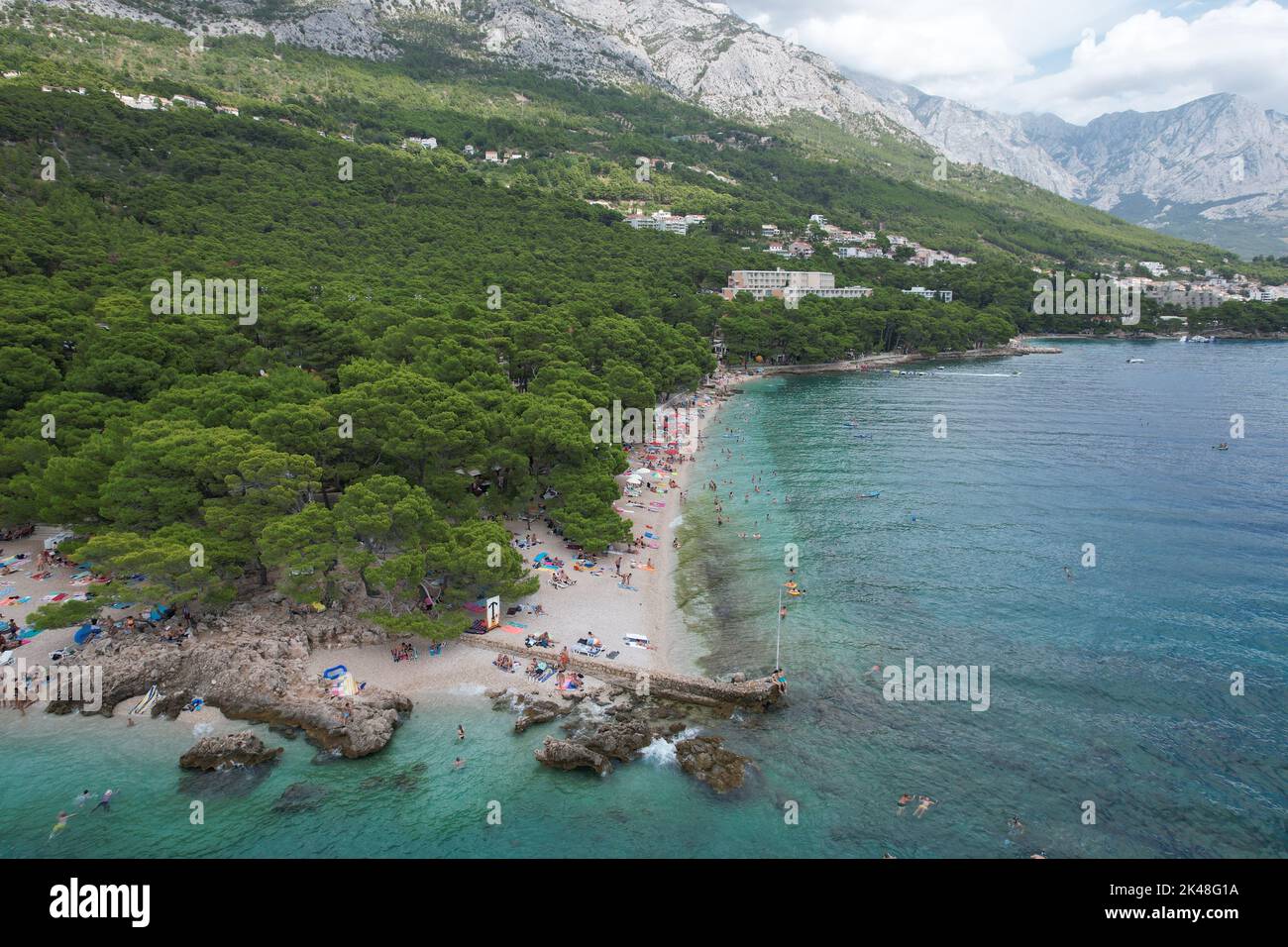 Punta Rata Punta Rata, Brela, Croatia. As seen from Drone Stock Photo - Alamy