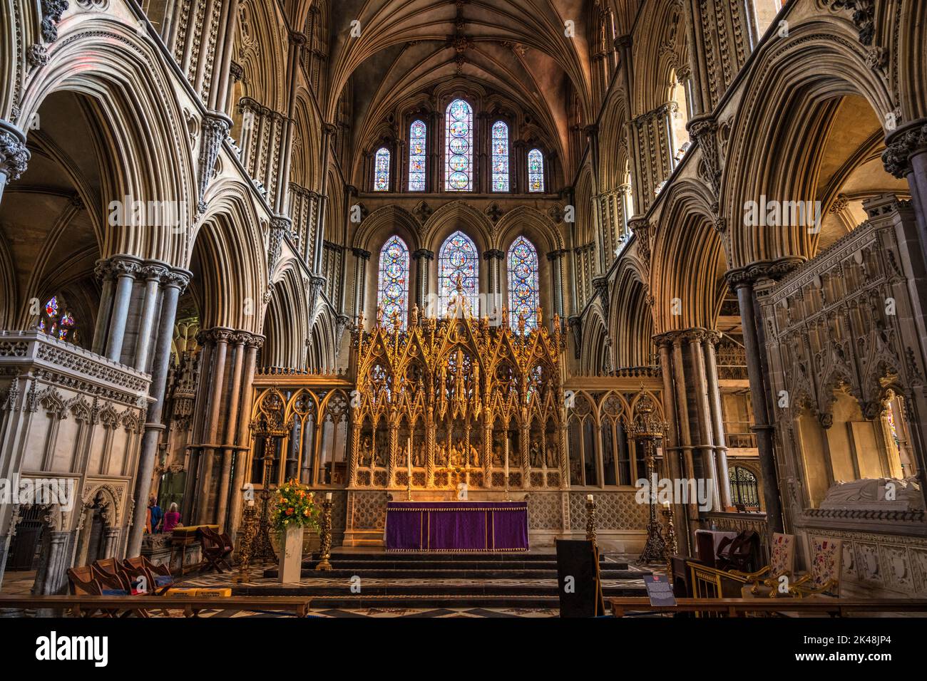 Presbytery and high altar of Ely Cathedral in Ely, Cambridgeshire, England, UK Stock Photo
