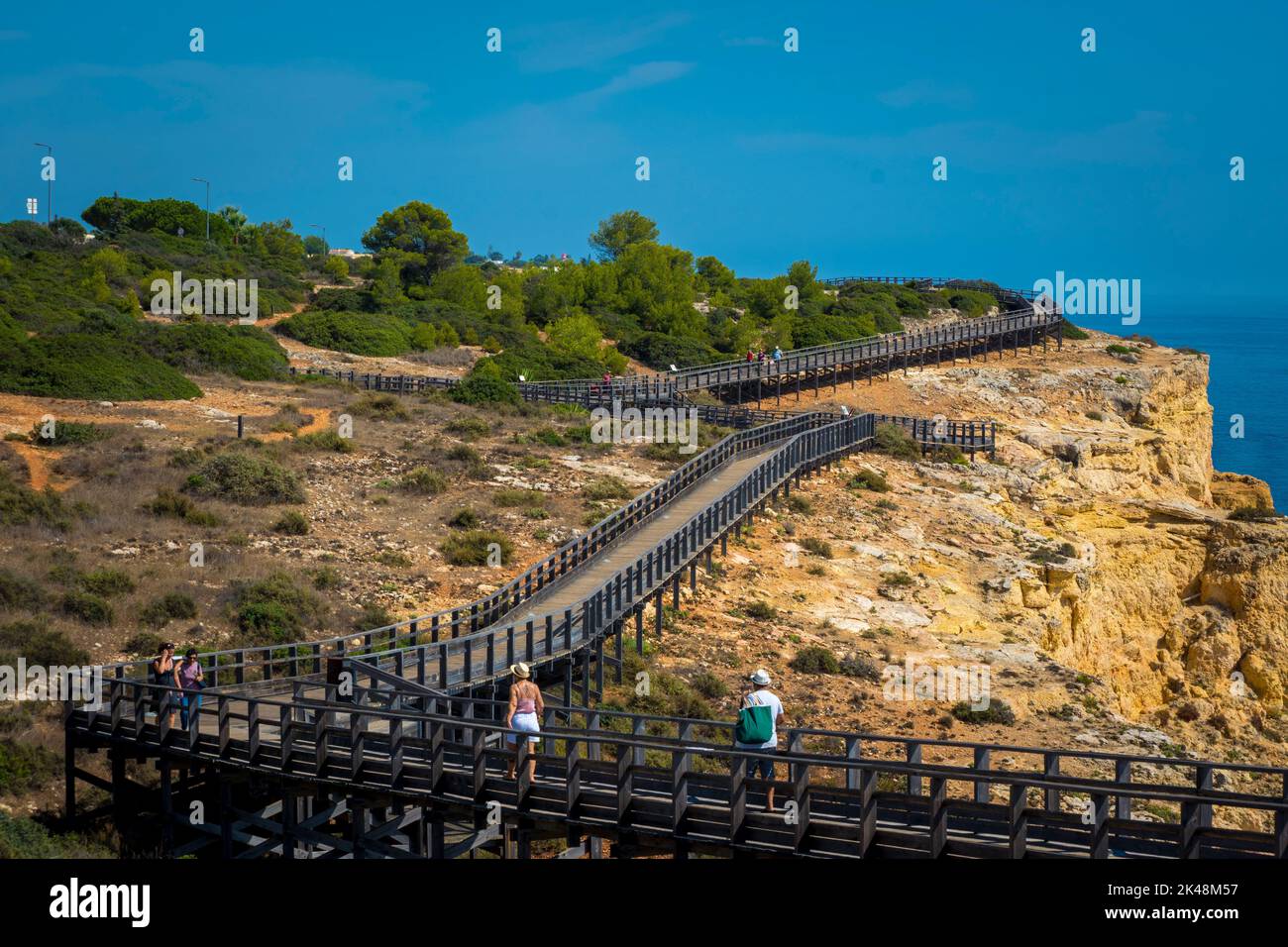 Carvoeiro, Portugal, September 2022: View on Carvoeiro Boardwalk, part of algar seco trail Stock Photo