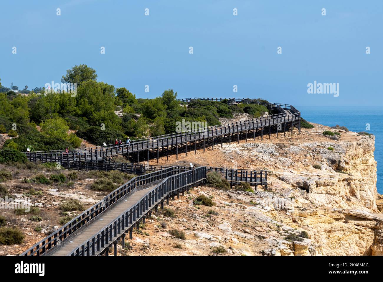 Carvoeiro, Portugal, September 2022: View on Carvoeiro Boardwalk, part of algar seco trail Stock Photo