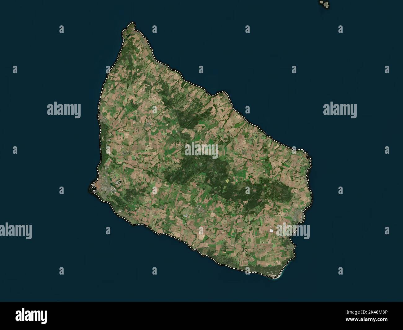 Bornholm, island of Denmark. High resolution satellite map Stock Photo