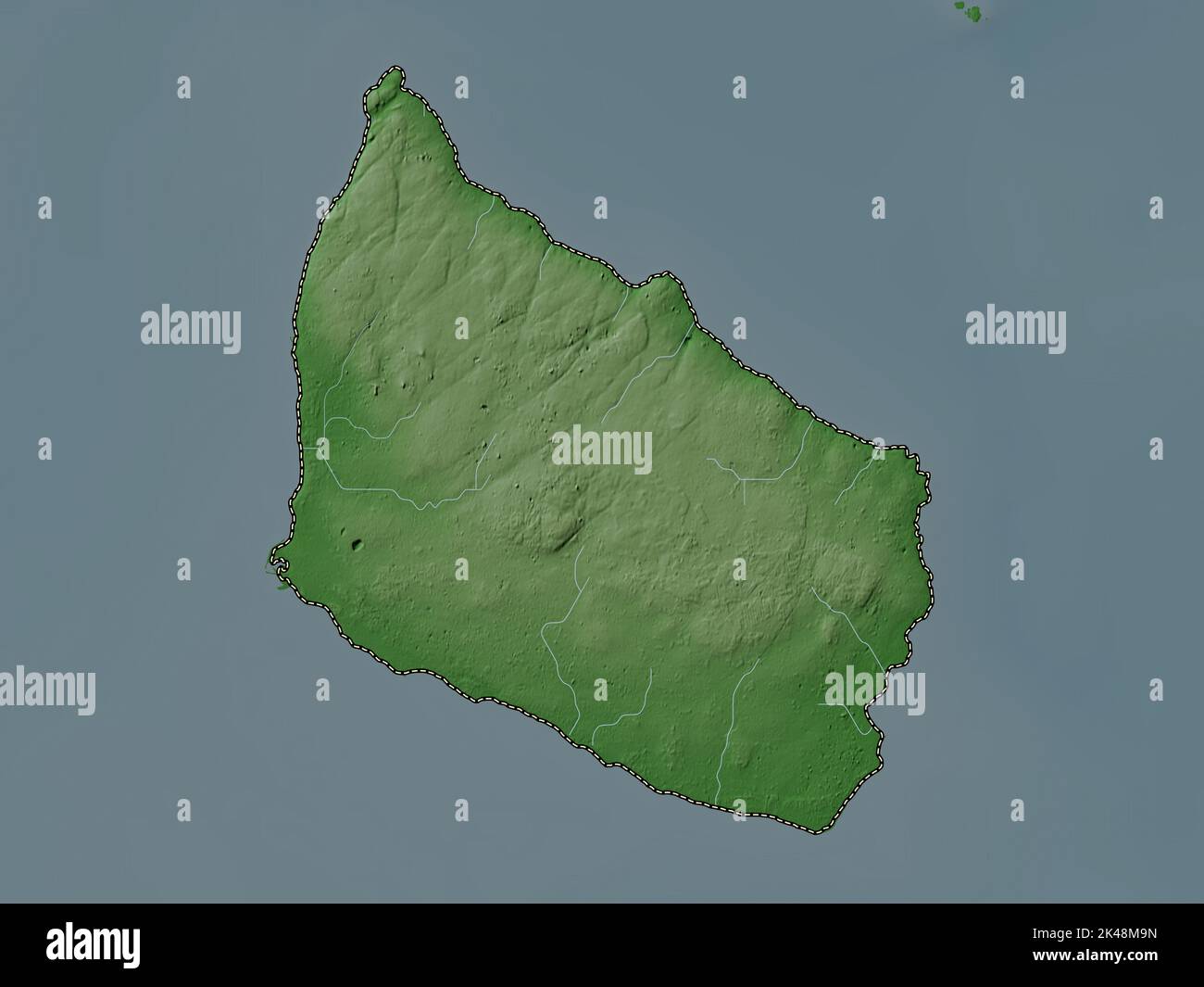 Bornholm, island of Denmark. Elevation map colored in wiki style with