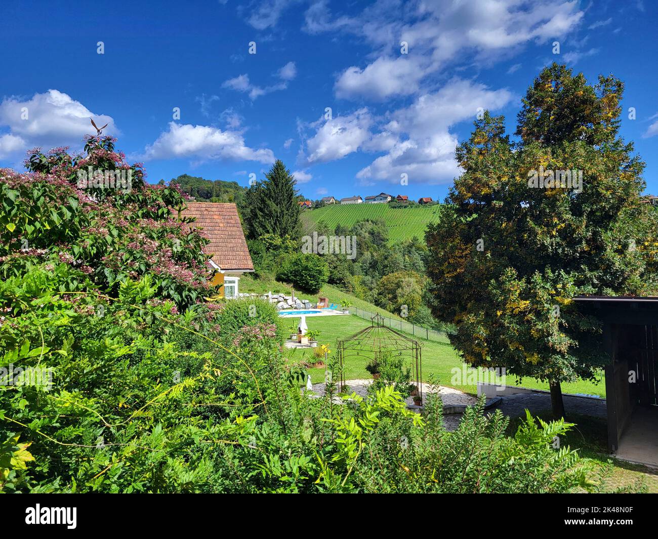 Austria, guesthouse named Maxltoni in the mountain village Kitzeck im Sausal located on the Sausal wine route Stock Photo