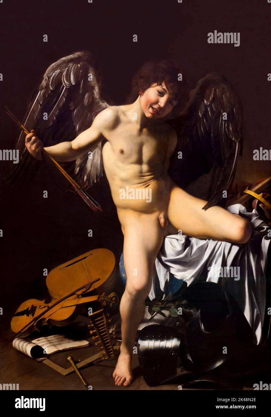 Love Triumphant, Victorious Cupid, Caravaggio, 1601-1602, Gemaldegalerie, Berlin, Germany, Europe Stock Photo