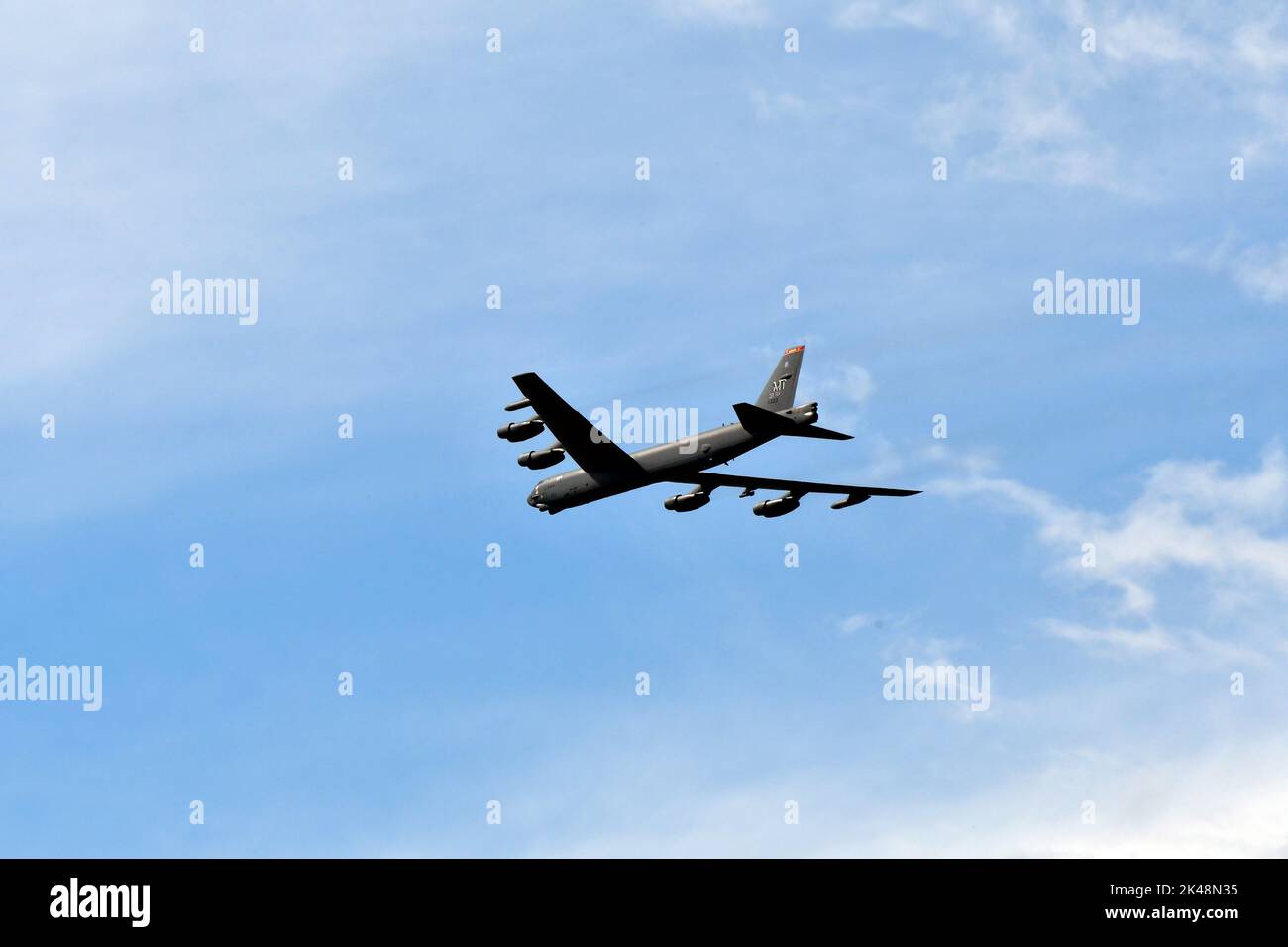 Zeltweg, Austria - September 03, 2022: Public airshow in Styria named Airpower 22, overflight of a B-52 Stratofortress bomber Stock Photo
