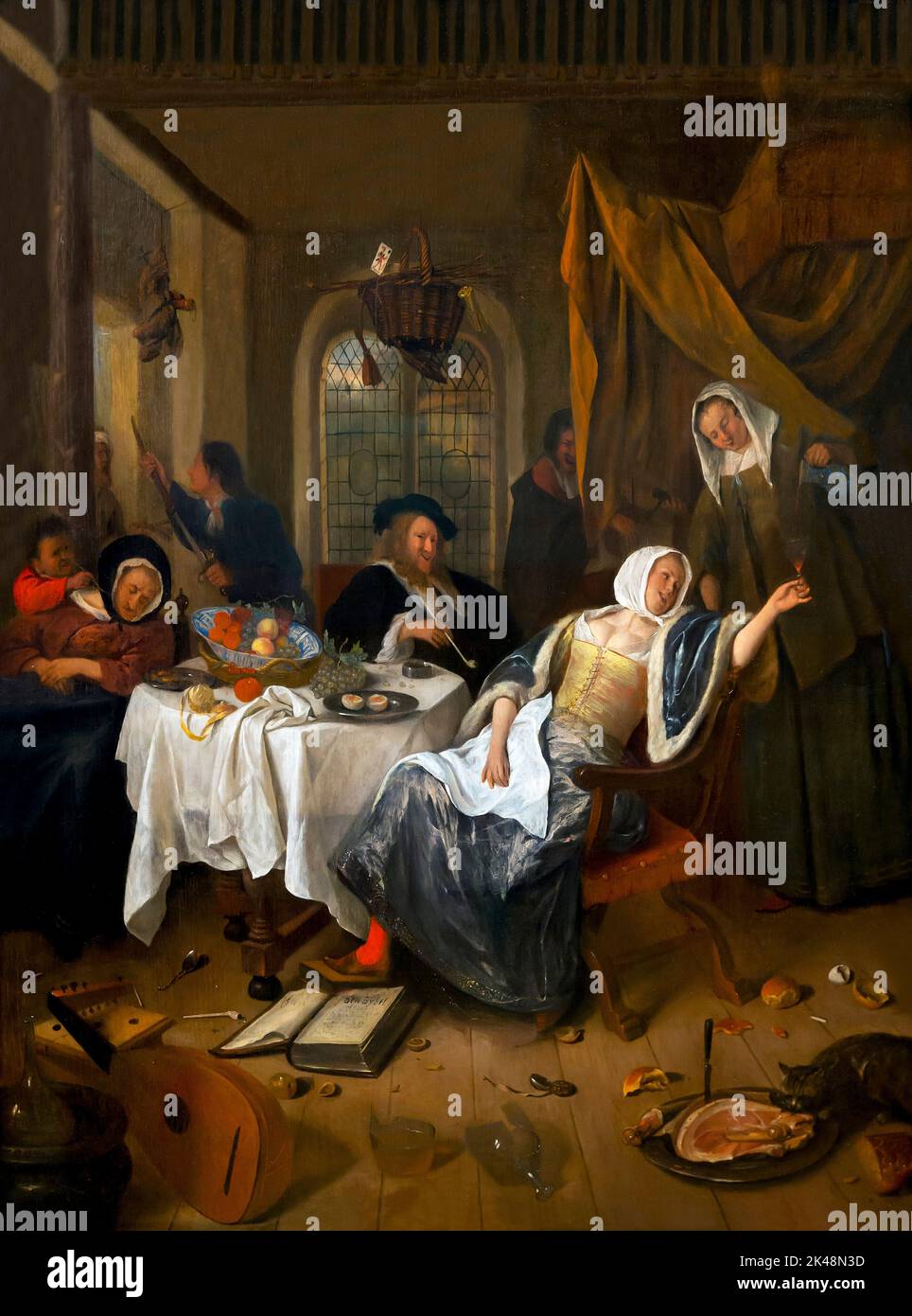 The Dissolute Household, Jan Steen, 1660-1670, Gemaldegalerie, Berlin, Germany, Europe Stock Photo