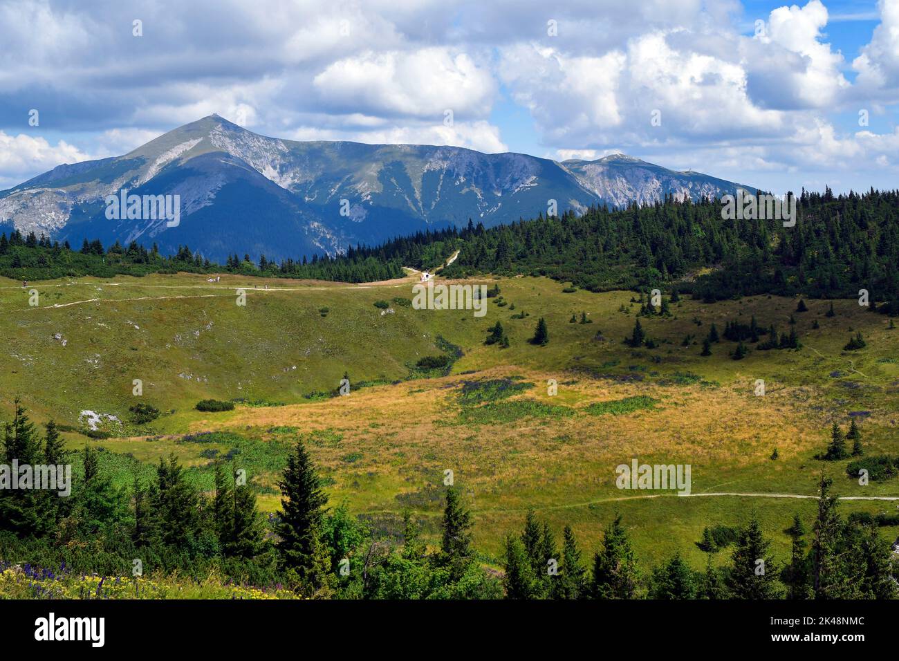 Austria, Rax mountain in Lower Austria with Schneeberg mountain behind, both part of Vienna Alps Stock Photo